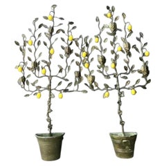 Vintage Italian Lemon Tole Tree Lights - A Pair