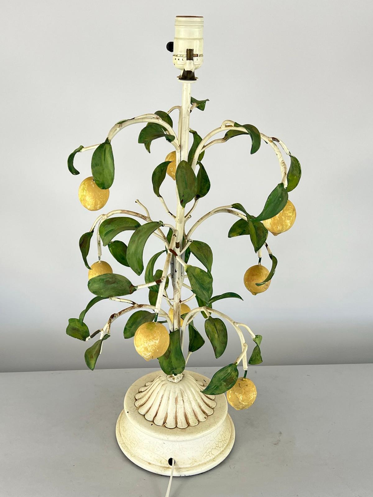 Polychromed Vintage Italian Lemon Tree Table Lamp For Sale