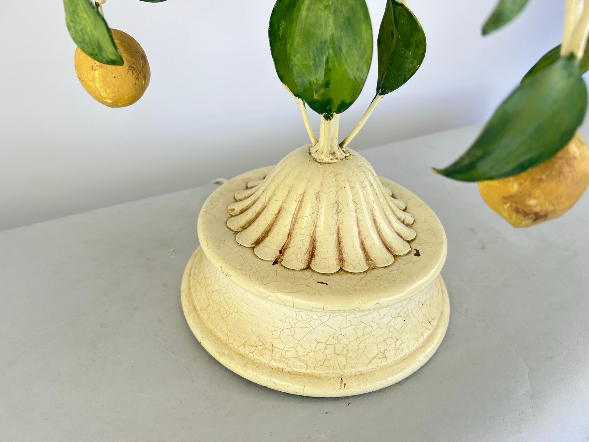 Polychromed Vintage Italian Lemon Tree Table Lamp For Sale