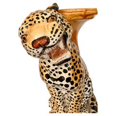Vintage Italian Leopard Drinks Table, Vintage, 19x16x10 Inches