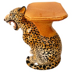Vintage Italian Leopard Drinks Table, Vintage, 19x16x10 Inches