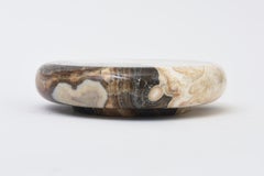 Vintage Italian Swirled Alabaster Lidded Box 60's Brown, Tan, Champagne, Black