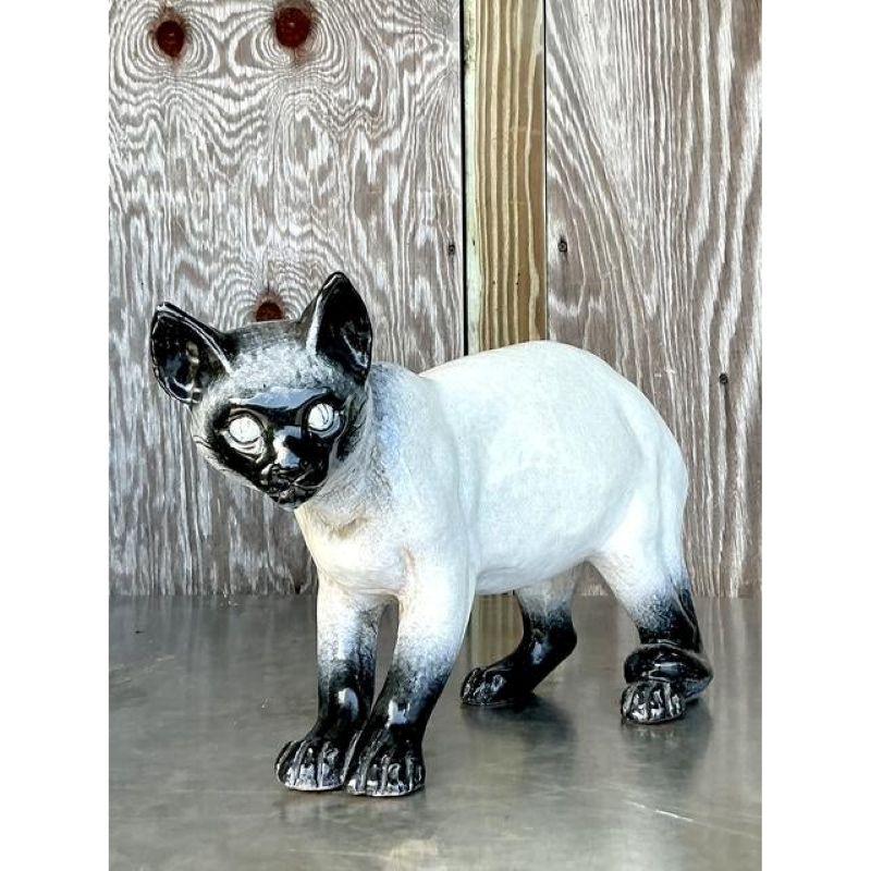 XX secolo Vintage By Gatto Siamese a grandezza naturale in vendita