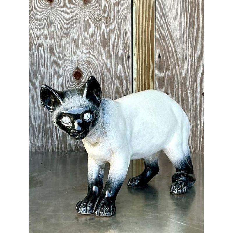 Ceramica Vintage By Gatto Siamese a grandezza naturale in vendita