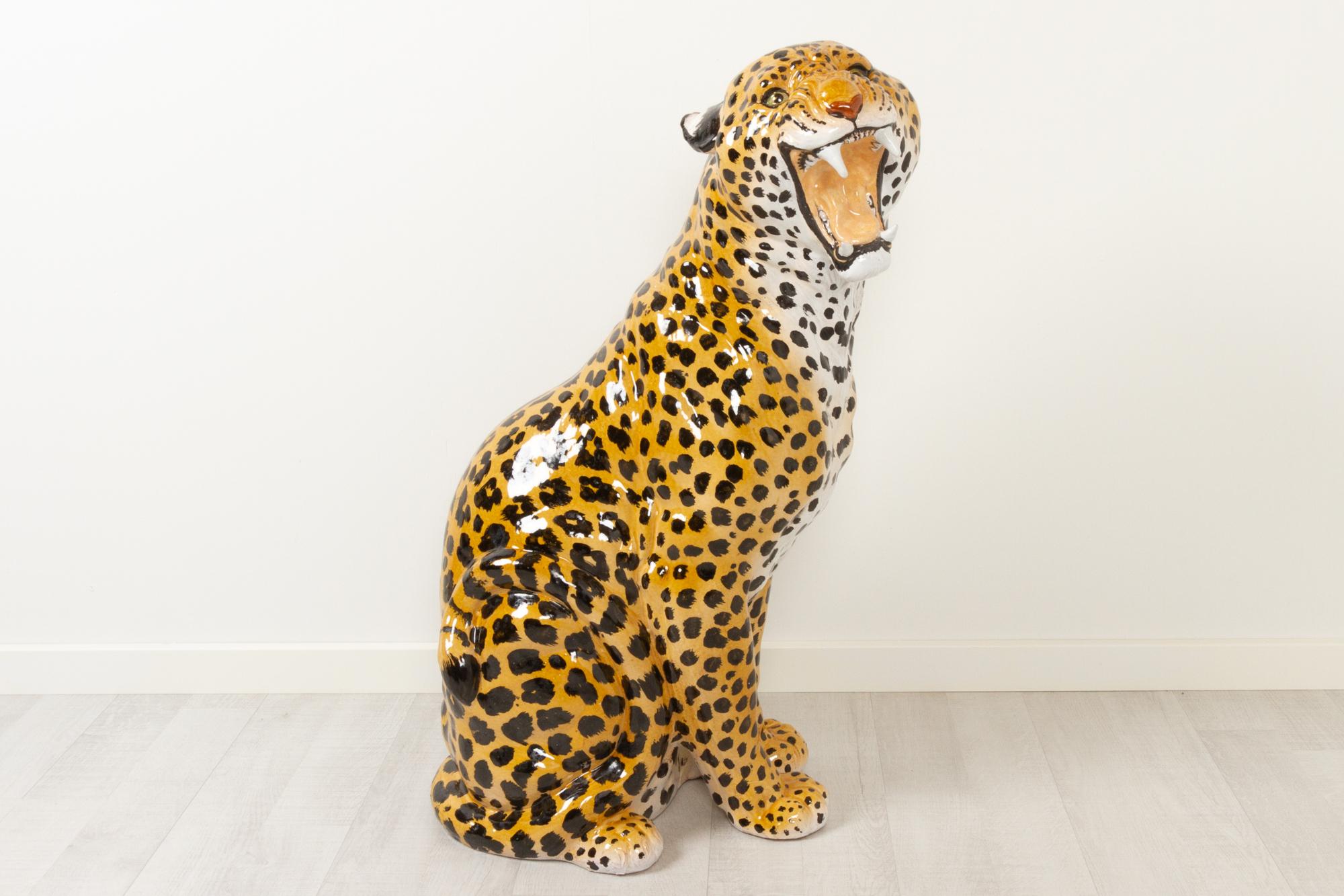 ceramic leopard statue