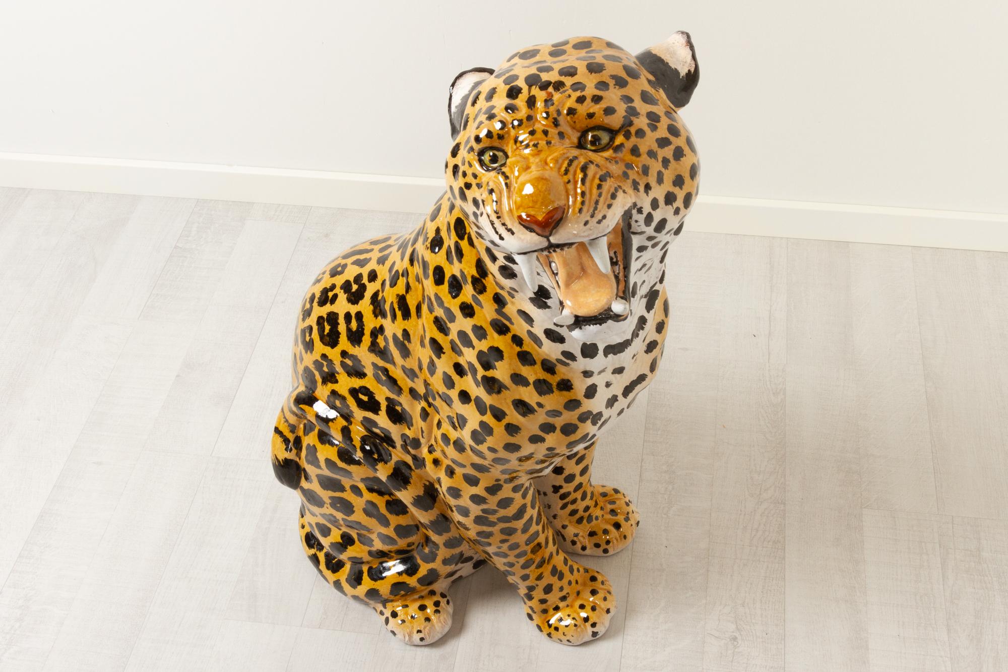 Vintage Italian Life-Size Terracotta Leopard, 1960s 1