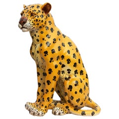 Italienischer Terrakotta-Leopard in Lebensgröße:: 1960er Jahre