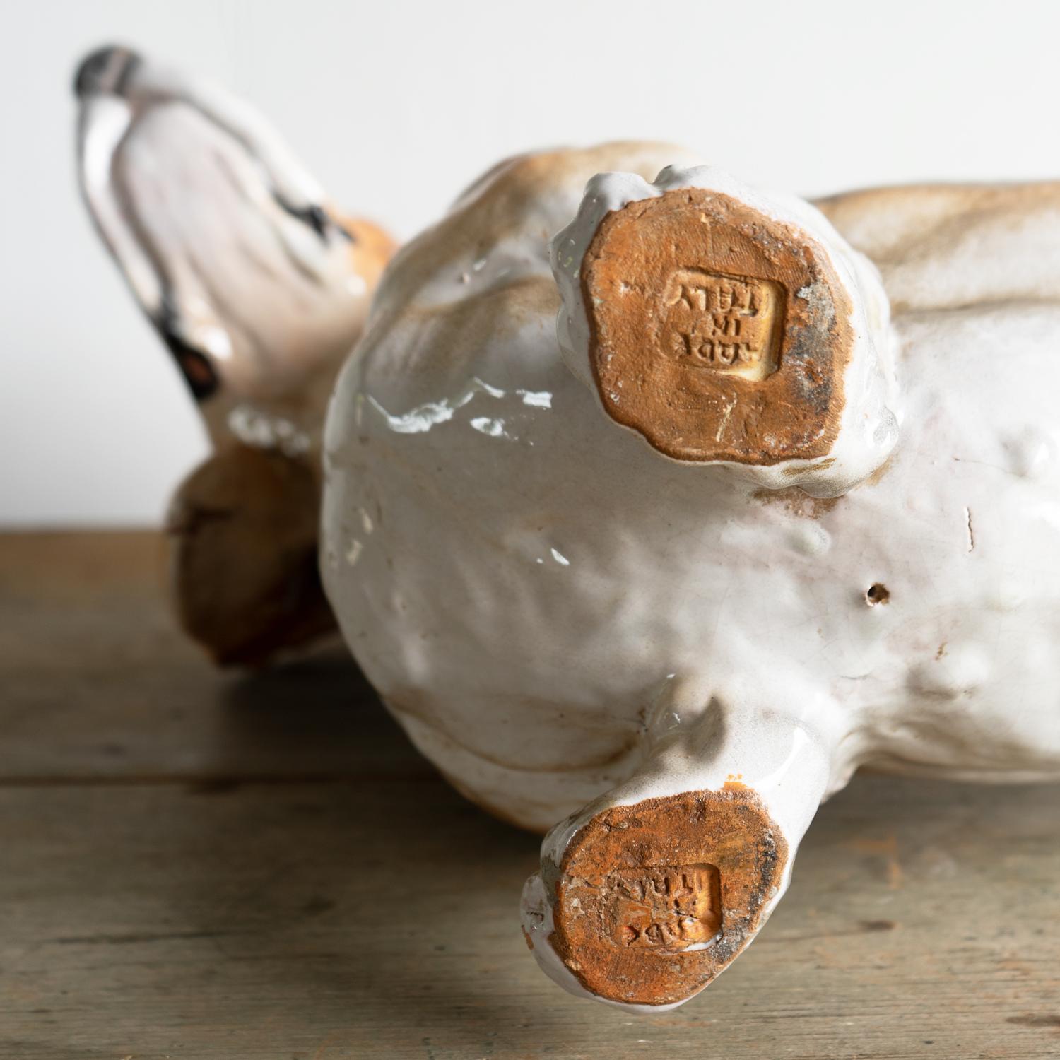 Scultura a grandezza naturale di bassotto in ceramica italiana, 1960 Mid Century Sausage Dog in vendita 3