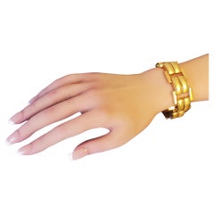 Bracelet italien vintage en or jaune 18 carats, solide, mat et poli