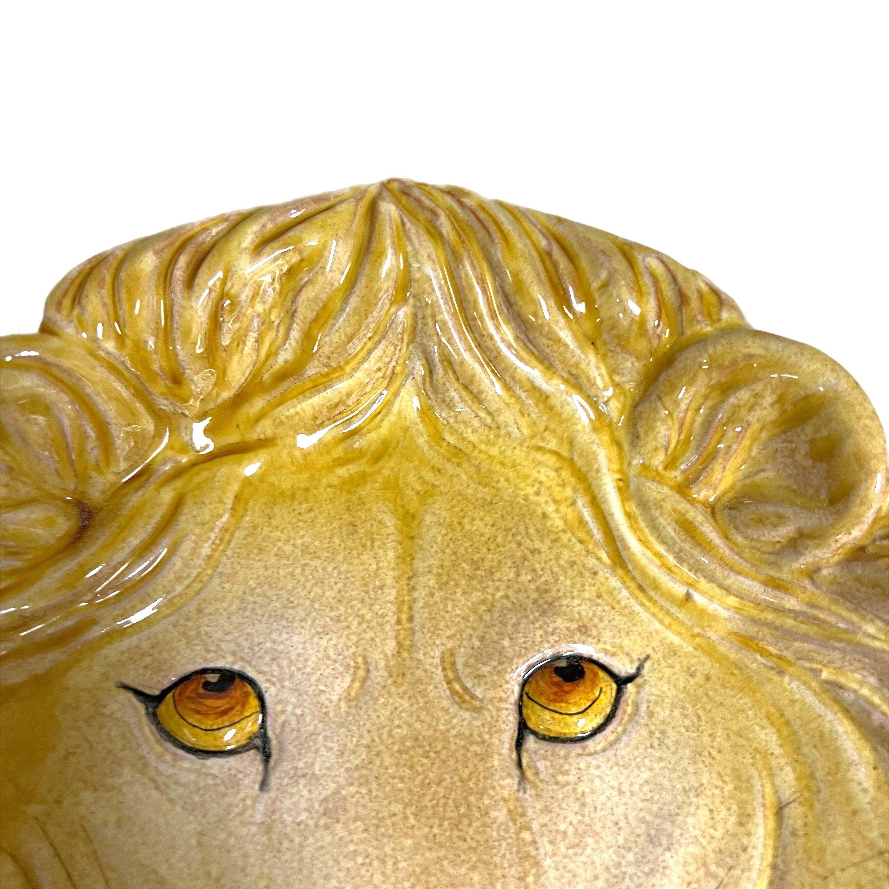 20th Century Vintage Italian Lion Head Wall Plate For Sale