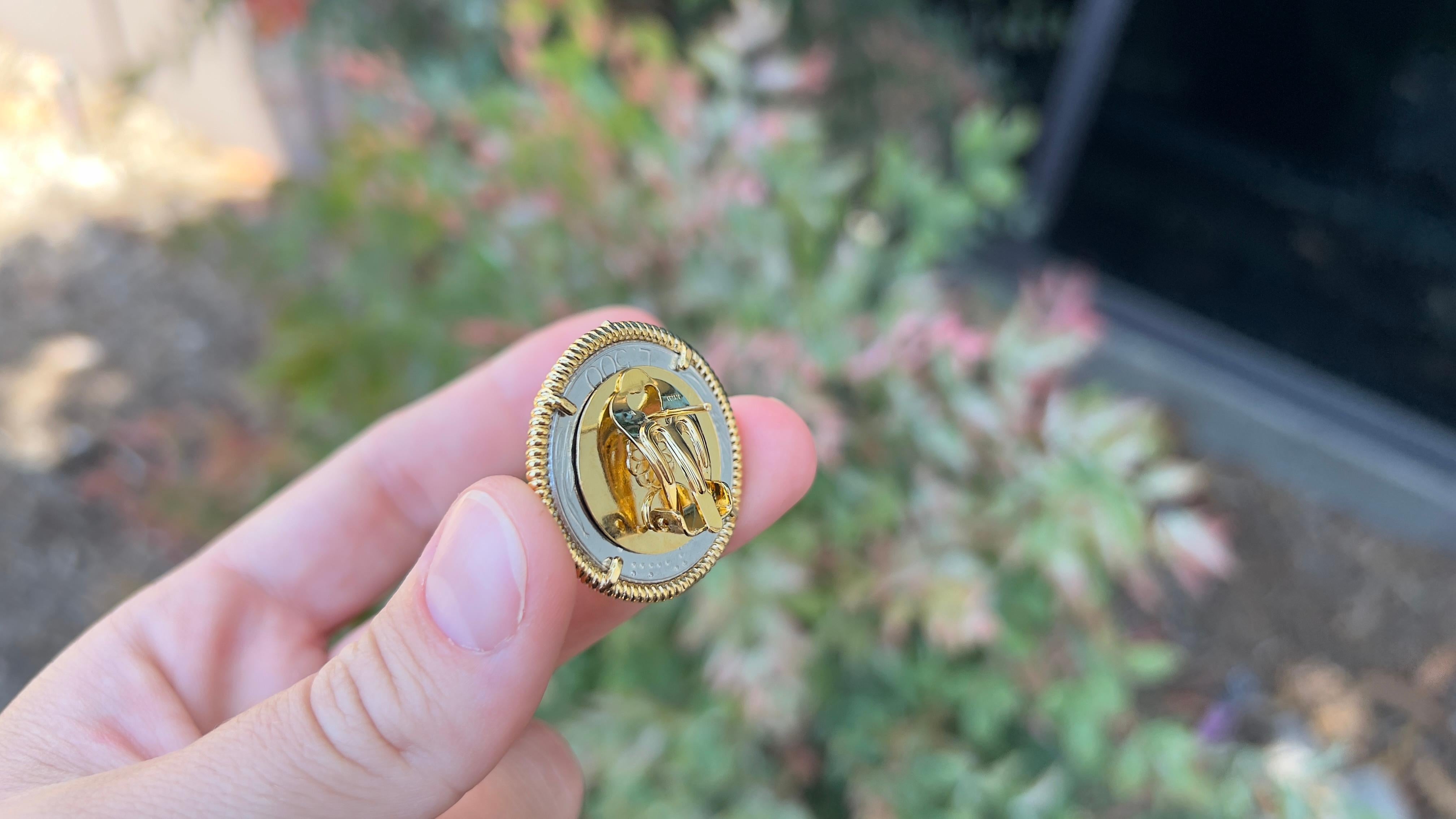 Women's or Men's Vintage Italian lira Coin 18K Gold Plated Ring Italian Made For Sale