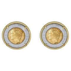 Italienische Vintage Lila-Münze, 18 Karat vergoldeter Ring, Italienisch gemacht