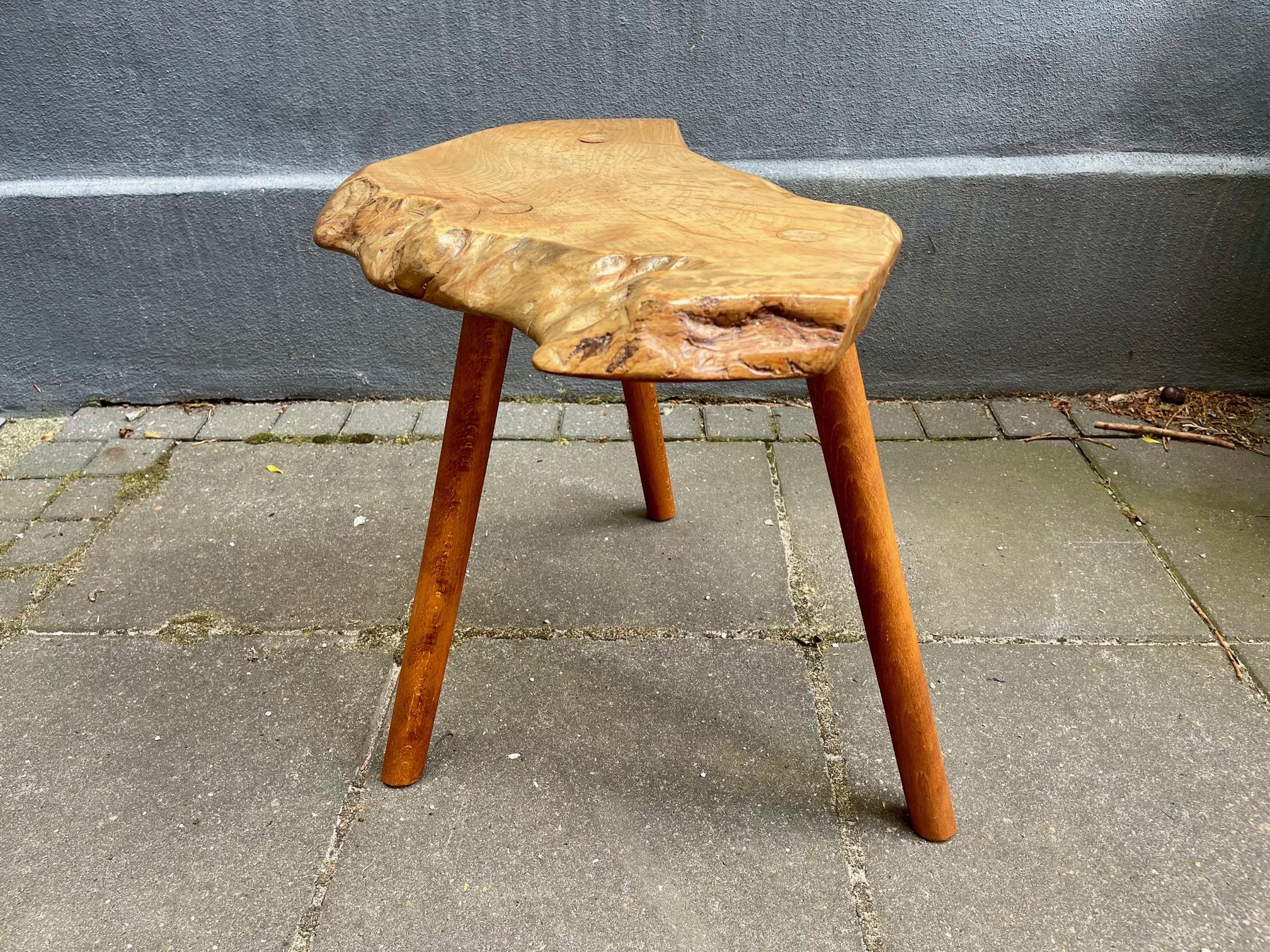 Vintage Italian Live Edge Side Table or Stool in Chestnut Oak For Sale 2