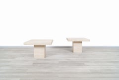 Vintage Italian Live Edge Travertine Side Tables