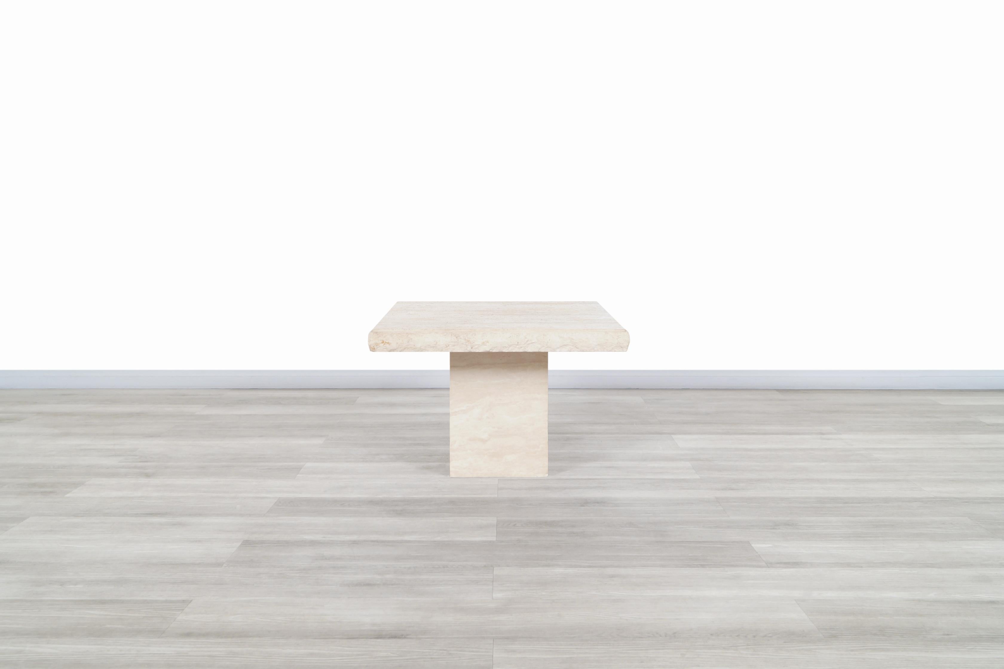 Vintage Italian Live Edge Travertine Side Tables 1