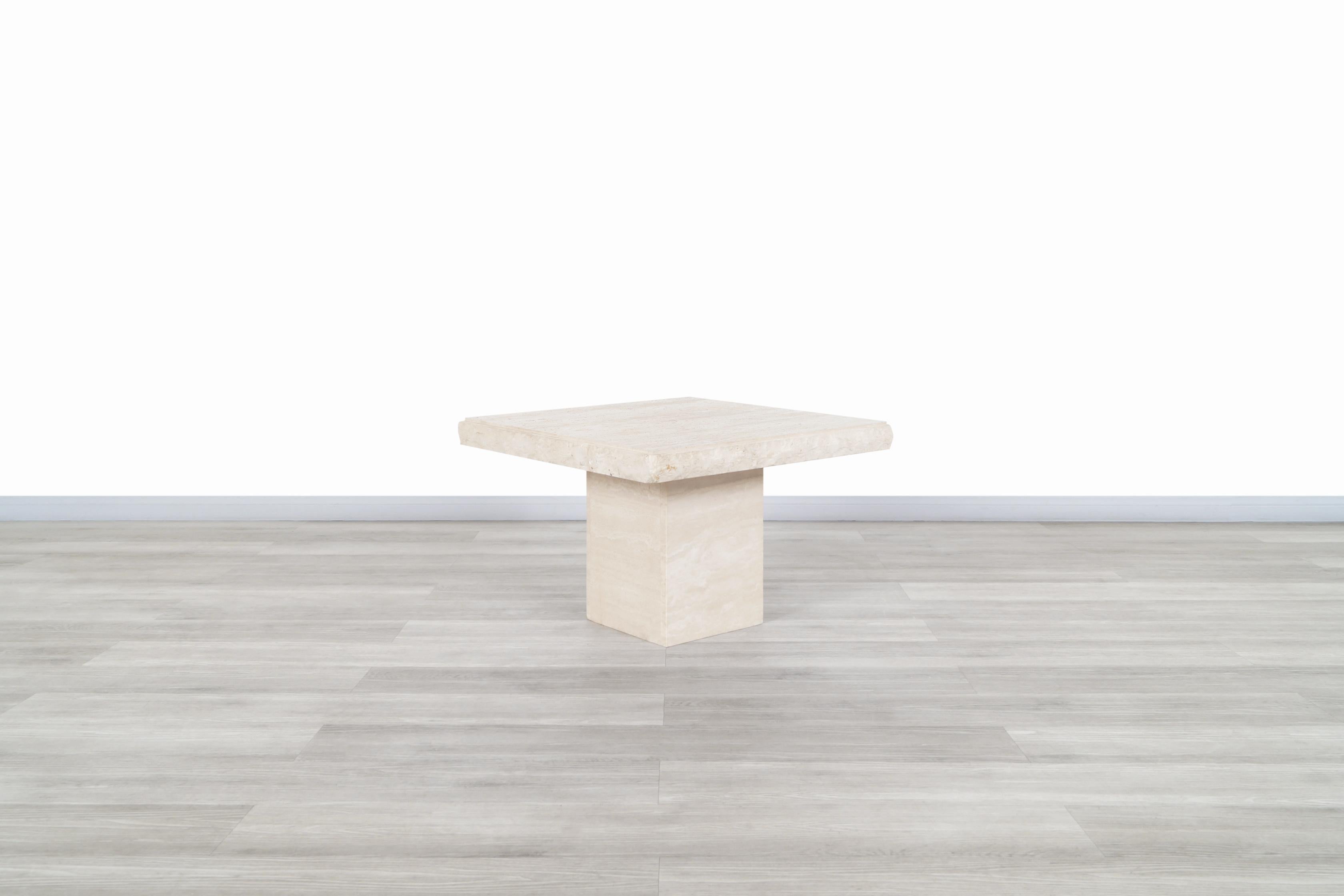 Vintage Italian Live Edge Travertine Side Tables 3