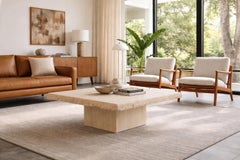 Vintage Italian Live-Edge Travertine Stone Coffee Table