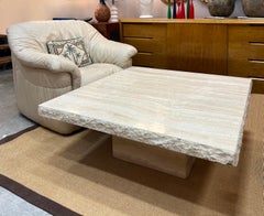 Vintage Italian Live Edge Travertine Stone Coffee Table, Post-modern