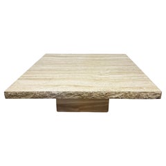 Used Italian Live Edge Travertine Stone Coffee Table, Post-modern