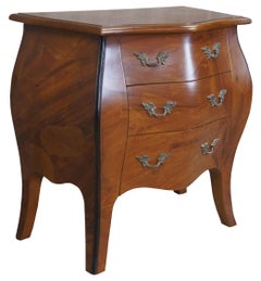 Vintage Italian Louis XV Olive Wood Miniature Bombe Chest Commode Dresser