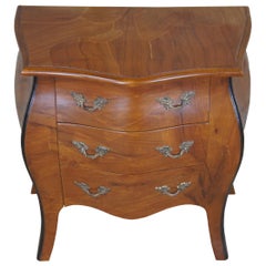 Retro Italian Louis XV Olive Wood Miniature Bombe Chest Commode Dresser