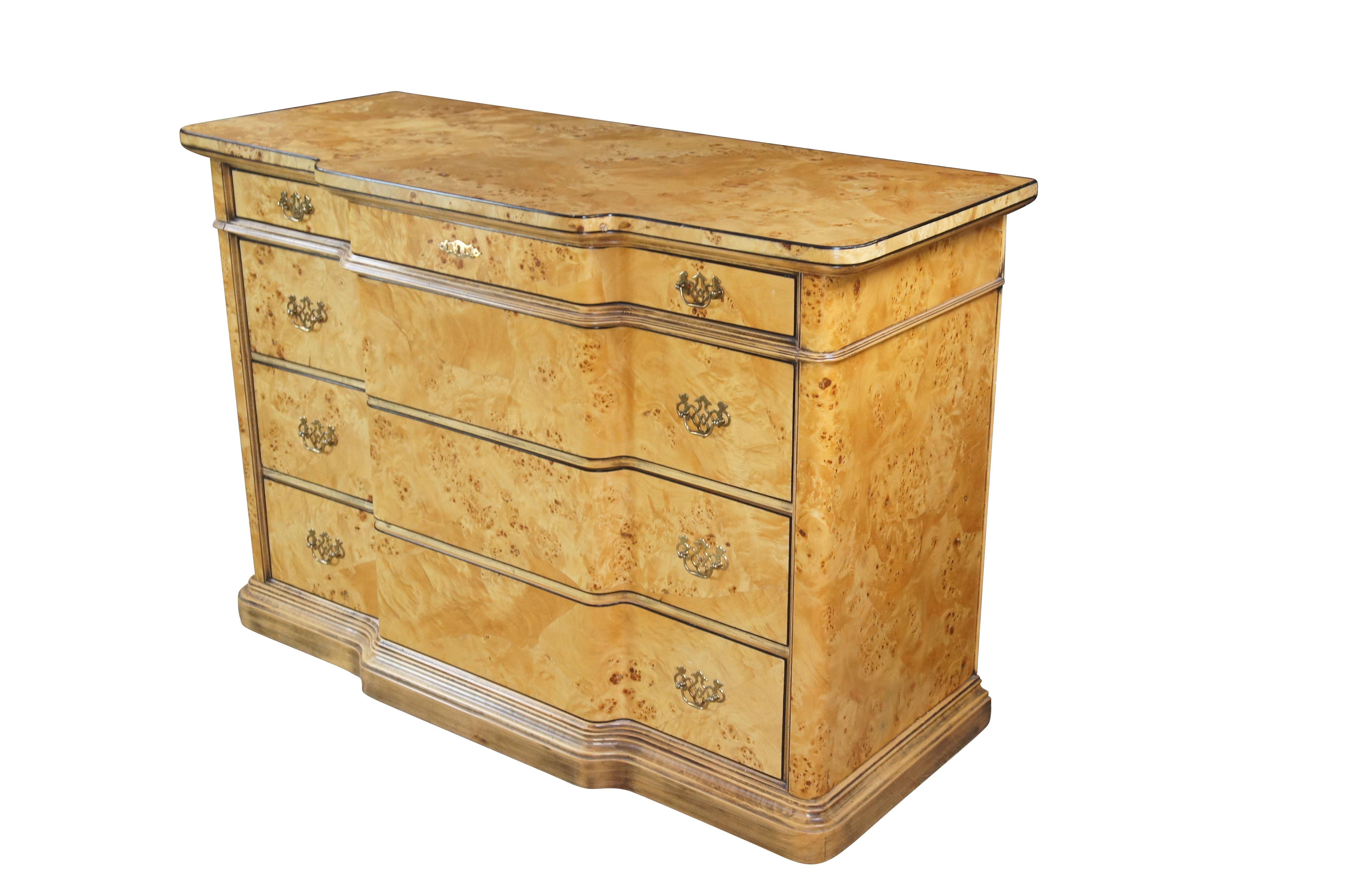 Vintage Italian Louis XVI Style Birdseye Maple Commode Chest of Drawers Console In Good Condition For Sale In Dayton, OH