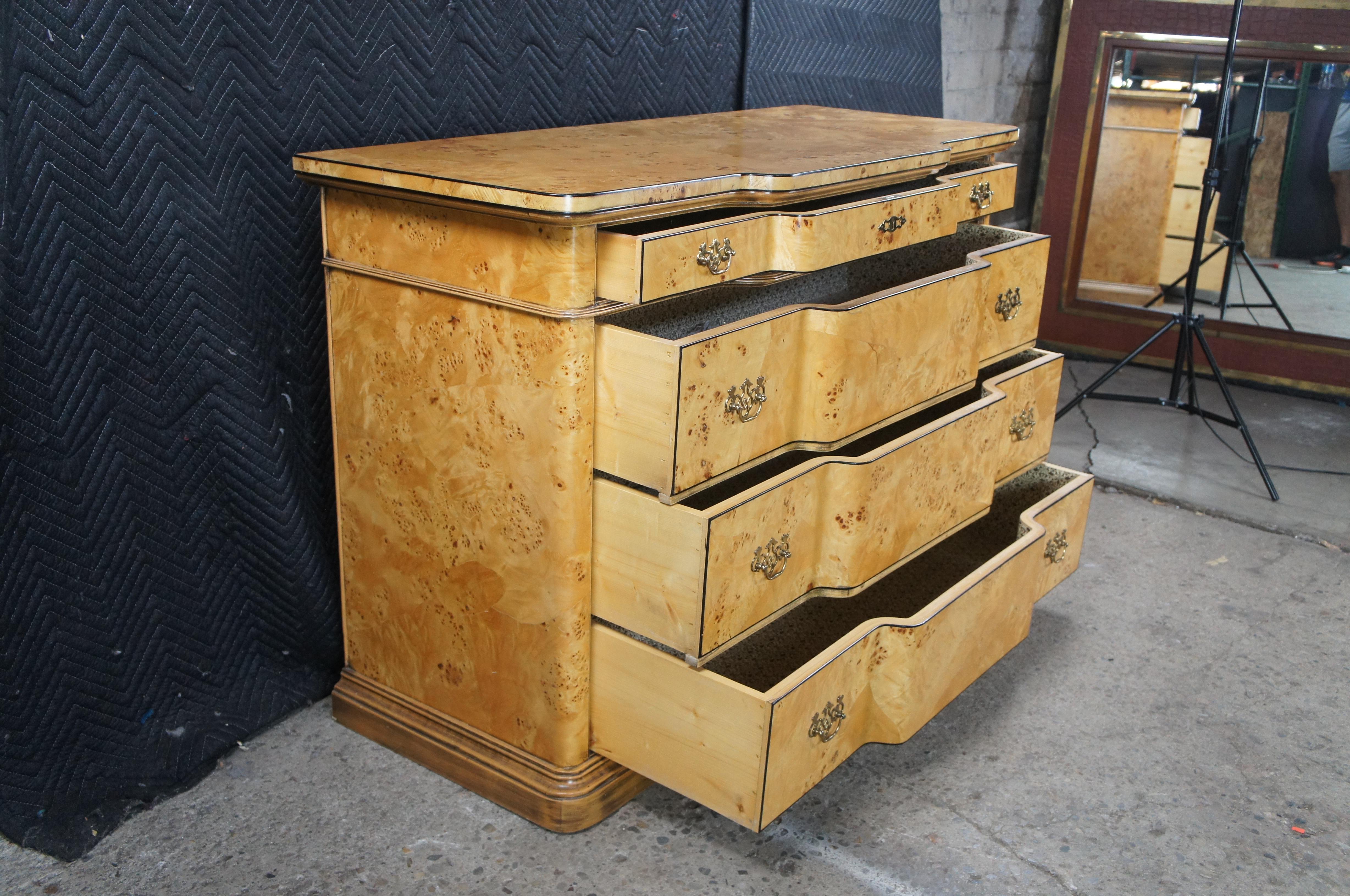 Vintage Italian Louis XVI Style Birdseye Maple Commode Chest of Drawers Console For Sale 3