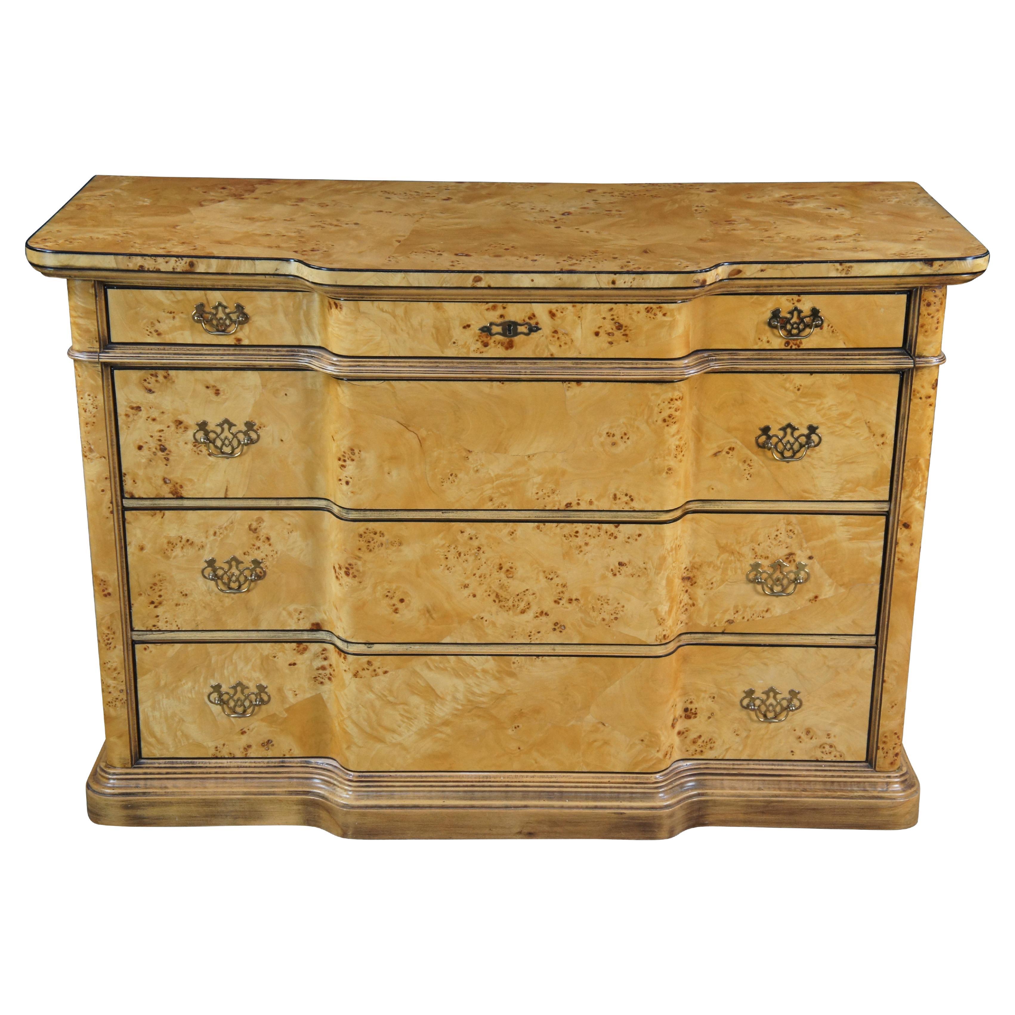 Vintage Italian Louis XVI Style Birdseye Maple Commode Chest of Drawers Console
