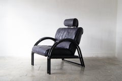 Sedia da salotto italiana vintage in pelle