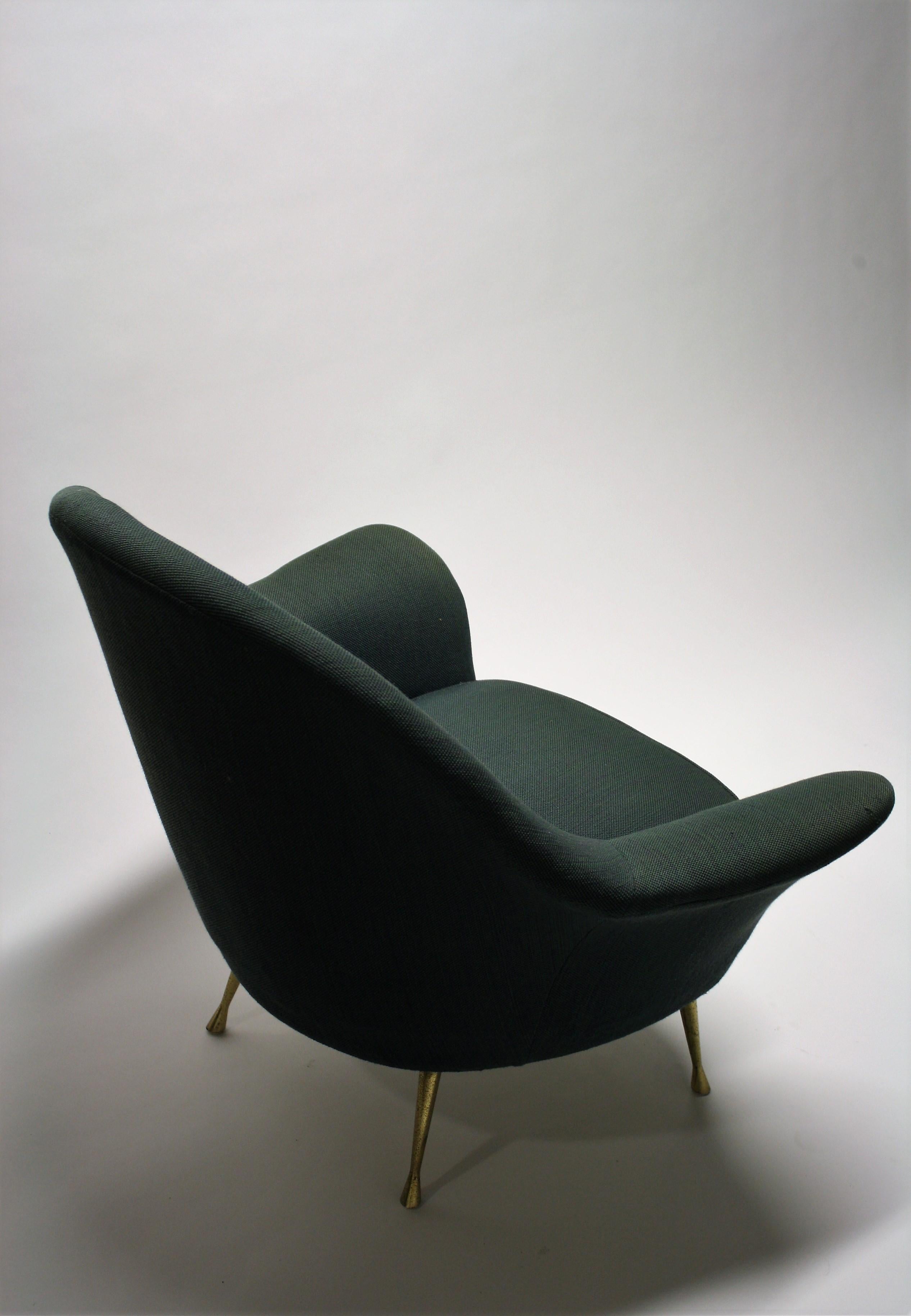 Brass Vintage Italian Lounge Chair or Club Chair, 1950s