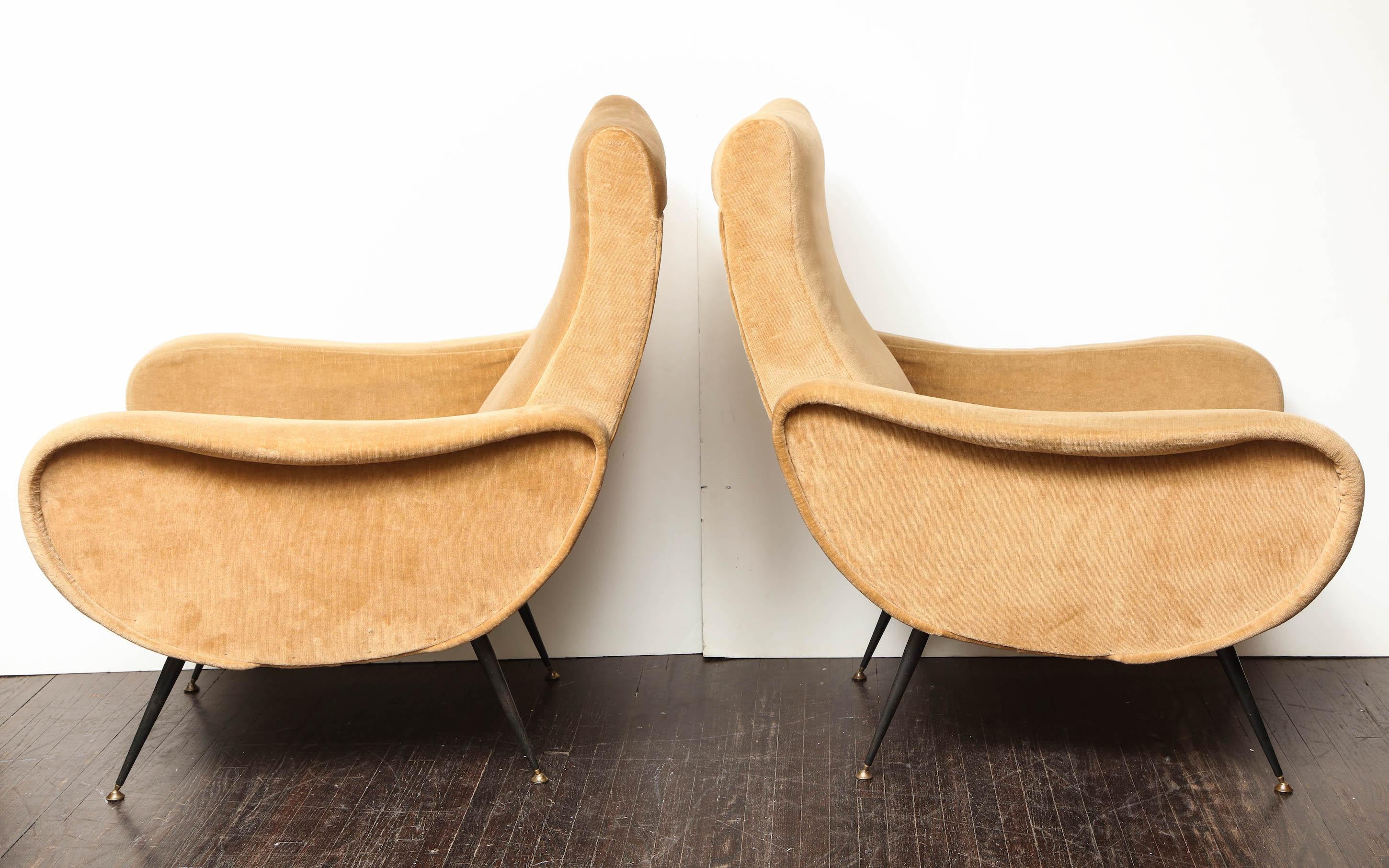 Mid-Century Modern Vintage Italian Lounge Chairs in the Manner of Marco Zanuso