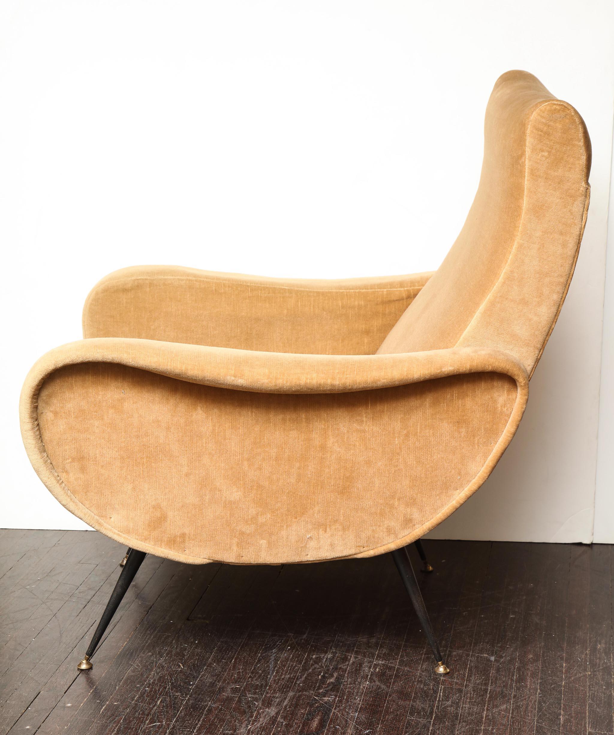 Vintage Italian Lounge Chairs in the Manner of Marco Zanuso In Good Condition In New York, NY