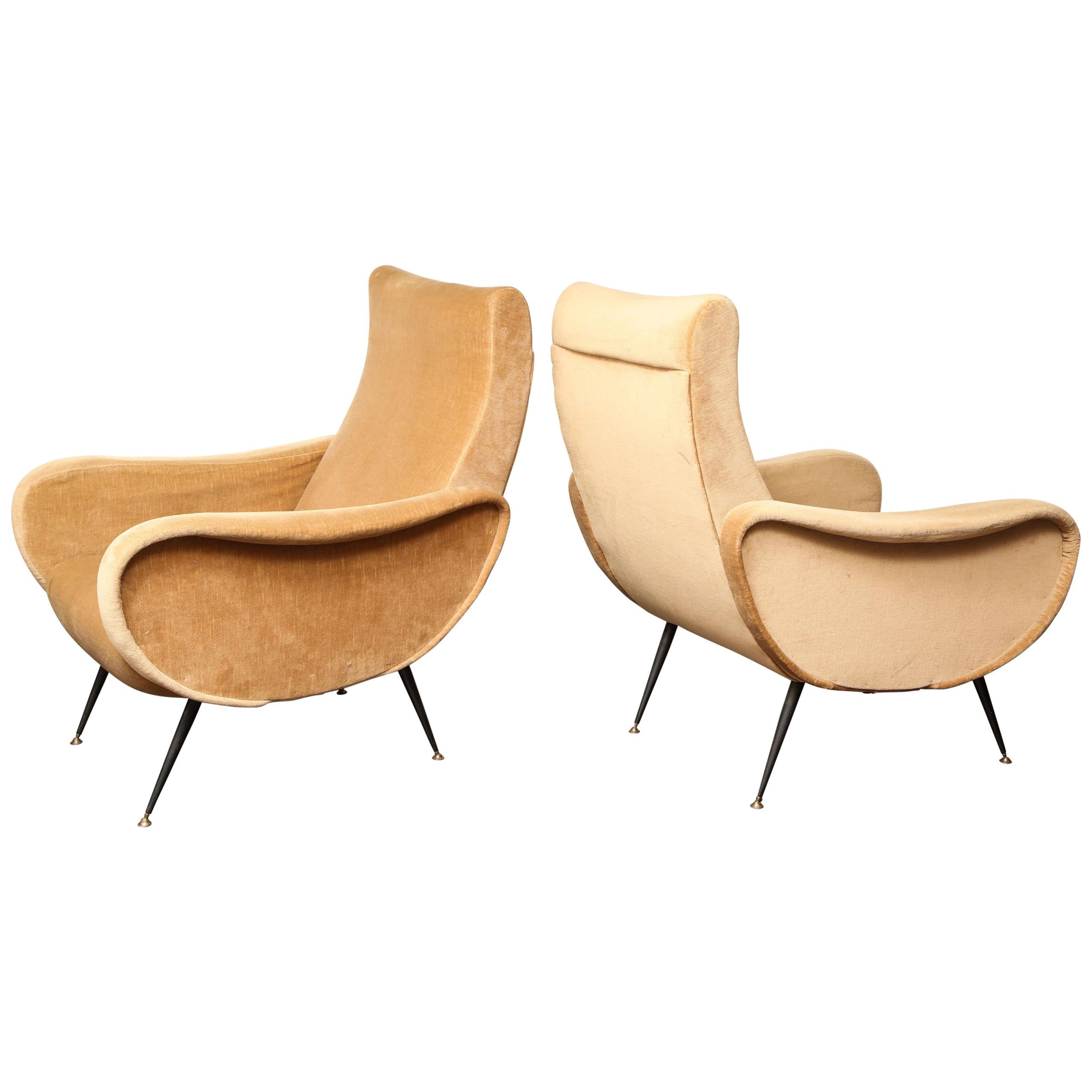Vintage Italian Lounge Chairs in the Manner of Marco Zanuso