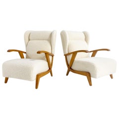 Vintage Italian Lounge Chairs, Restored in Pierre Frey Boucle