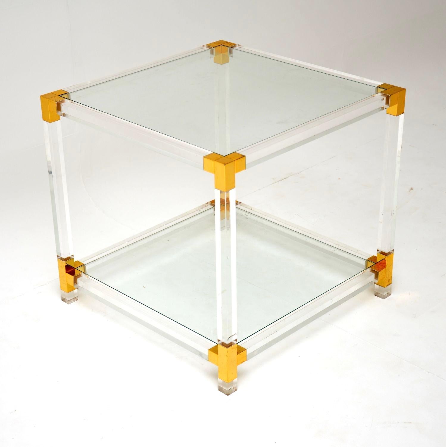 Mid-Century Modern Vintage Italian Lucite and Glass Coffee / Side Table For Sale