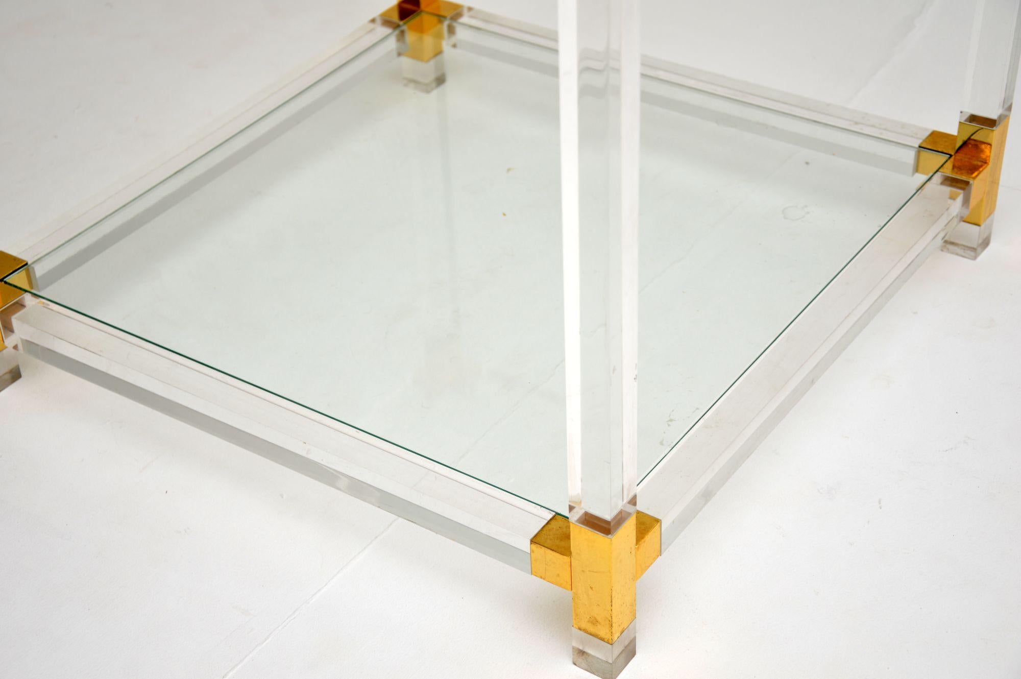 20th Century Vintage Italian Lucite and Glass Coffee / Side Table For Sale