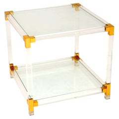 Table basse / d'appoint vintage italienne en lucite et verre