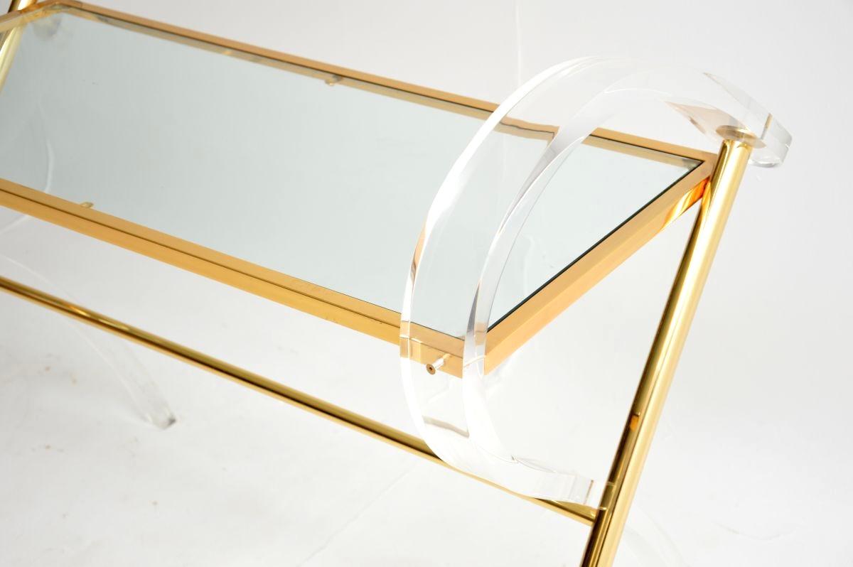 Vintage Italian Lucite and Gold Finish Console Table For Sale 4