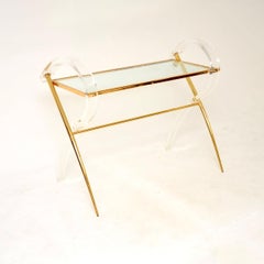 Vintage Italian Lucite and Gold Finish Console Table
