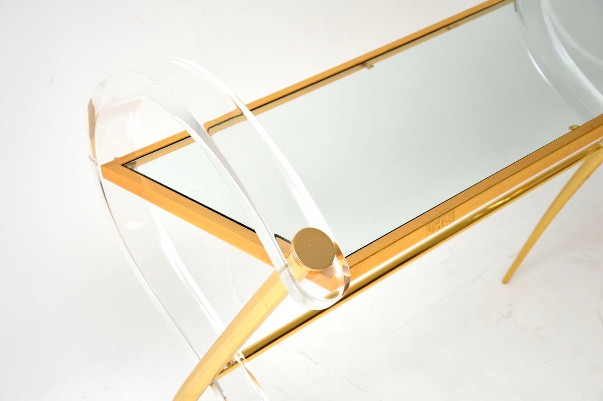 Vintage Italian Lucite and Gold Finish Console Table For Sale 1