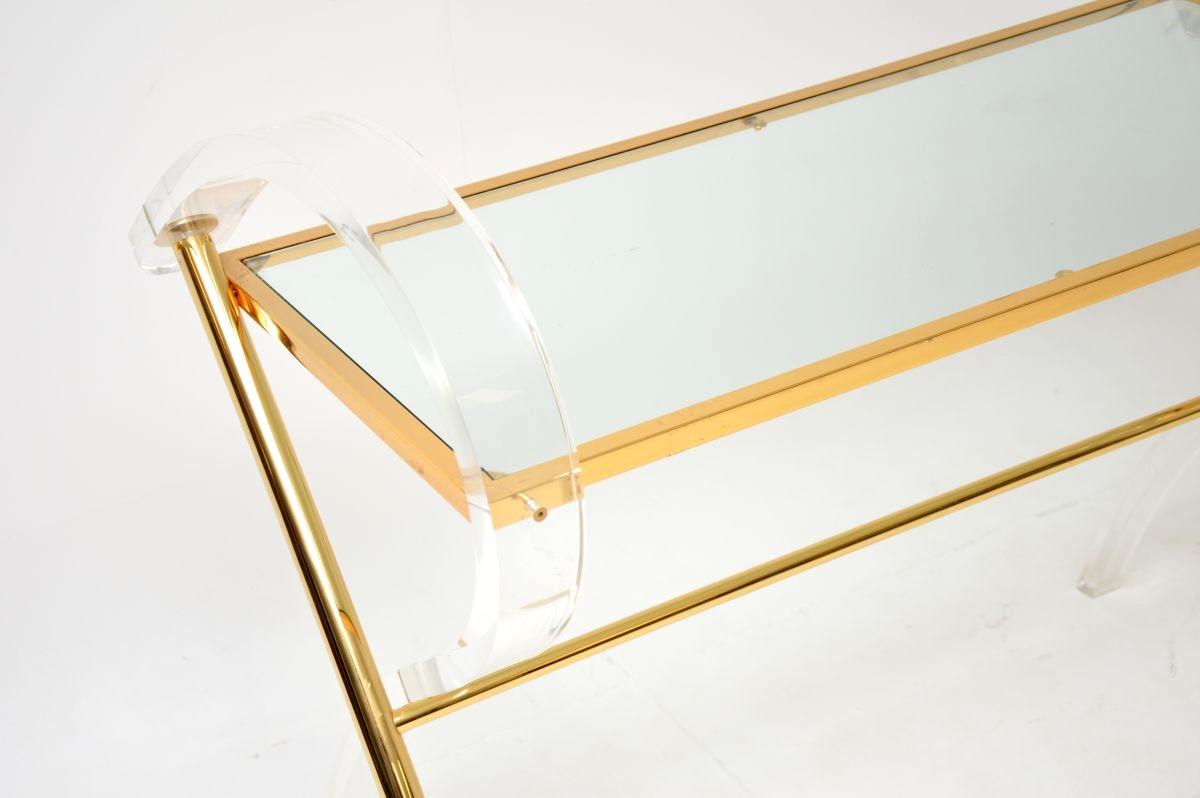 Vintage Italian Lucite and Gold Finish Console Table For Sale 3