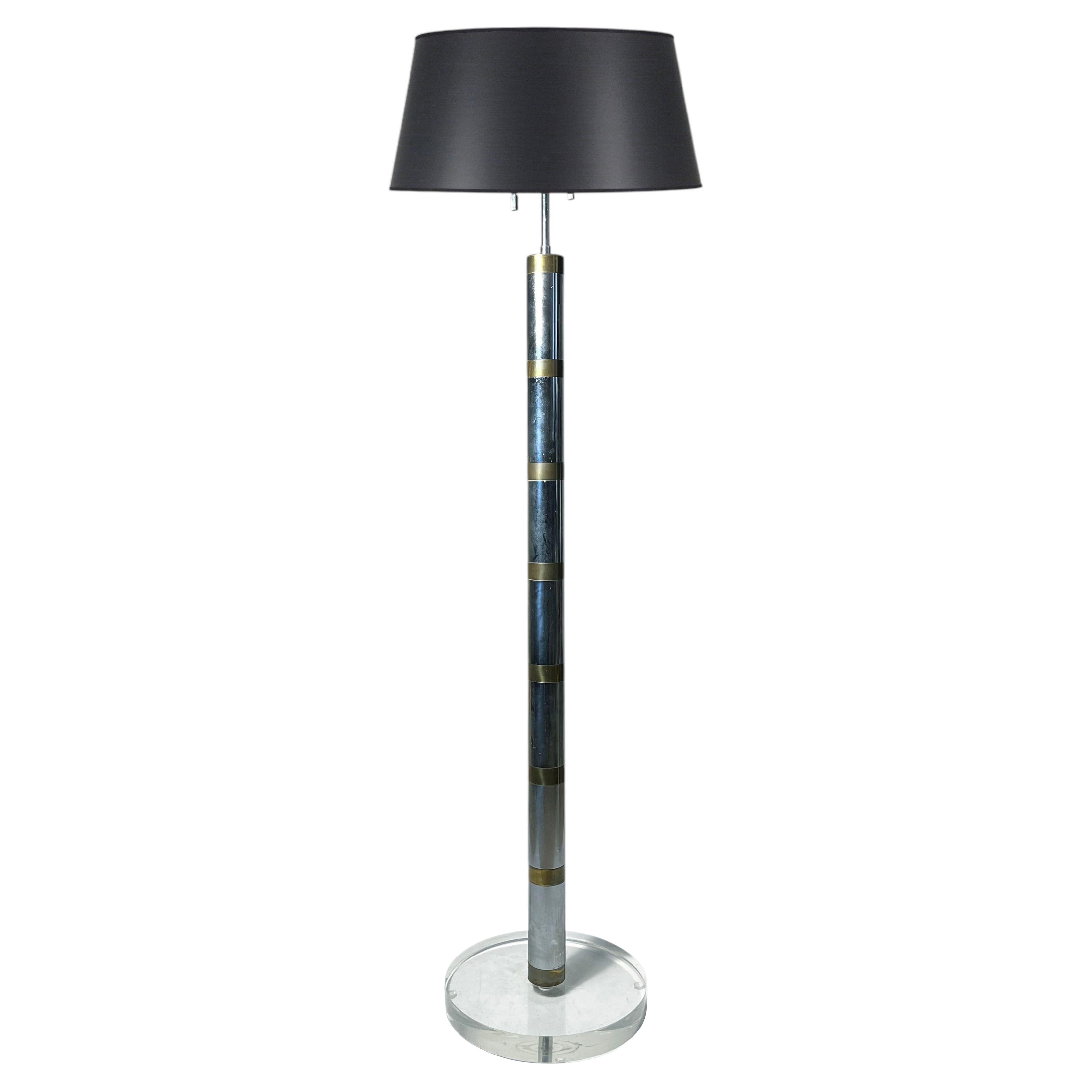 Vintage Italian Lucite / Brass 1960s/70s Floor Lamp