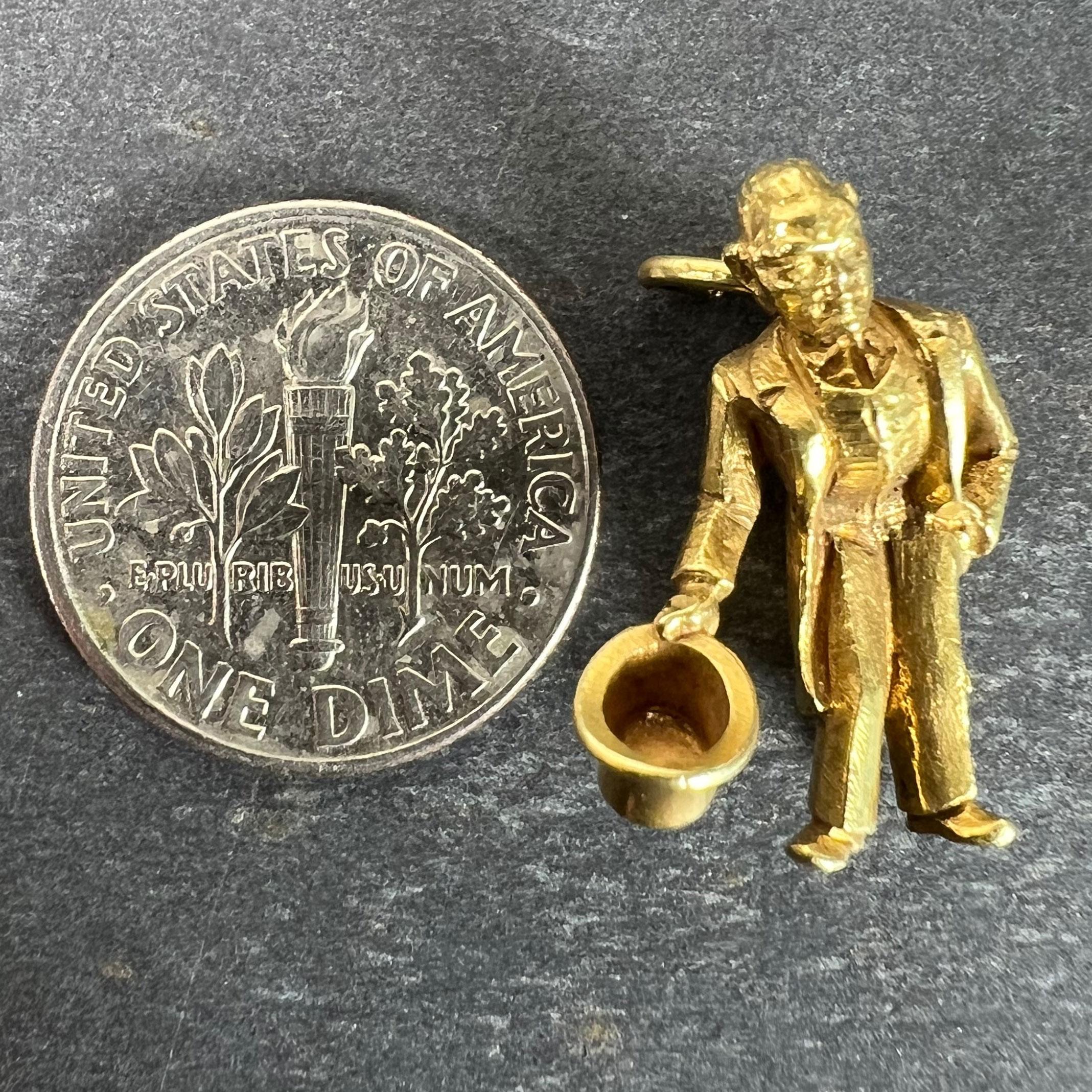 Vintage Italian Lucky Gobbo Hunchback Good Luck Pendentif Charm en or jaune 18K en vente 6