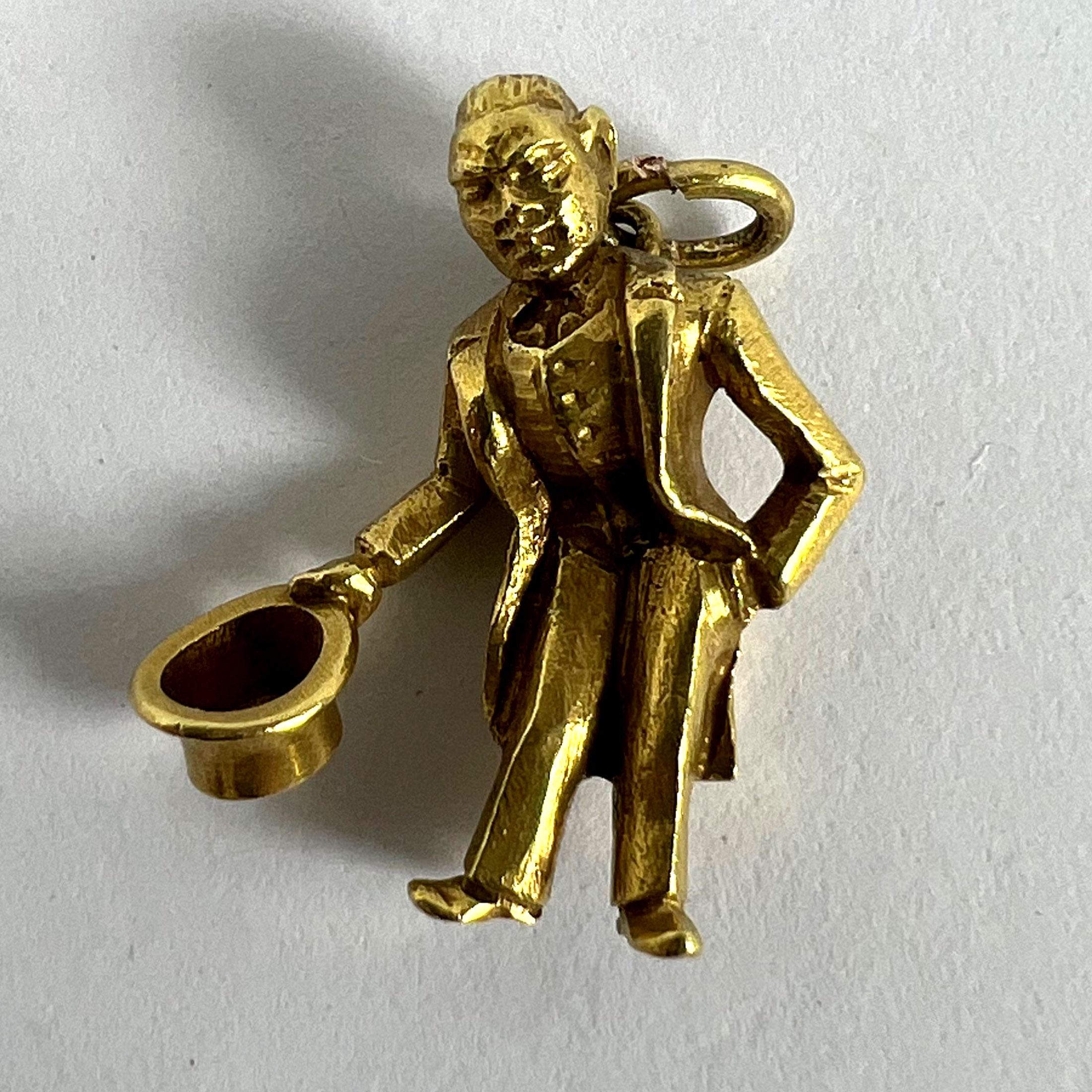 Vintage Italian Lucky Gobbo Hunchback Good Luck Pendentif Charm en or jaune 18K en vente 7
