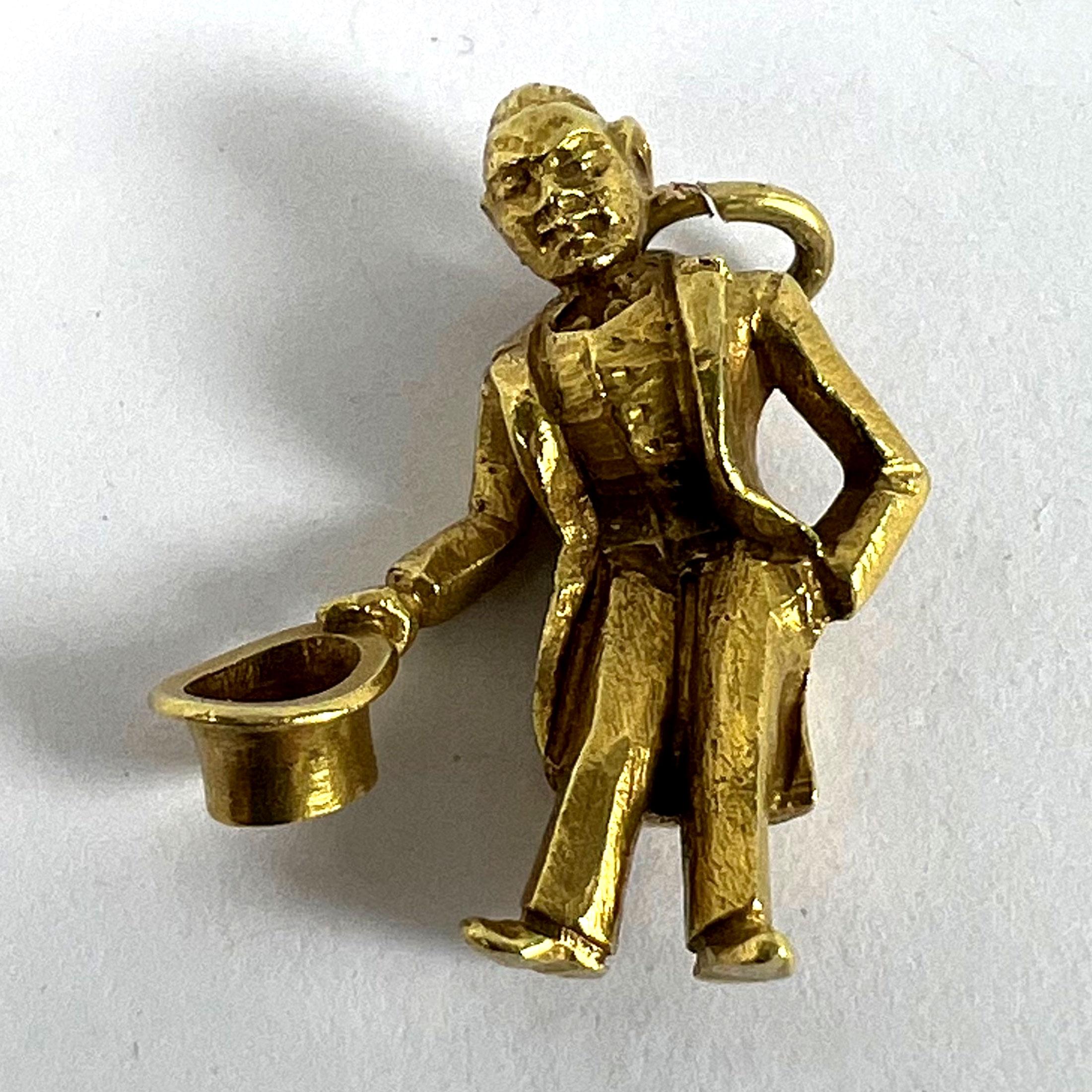 Vintage Italian Lucky Gobbo Hunchback Good Luck Pendentif Charm en or jaune 18K en vente 8