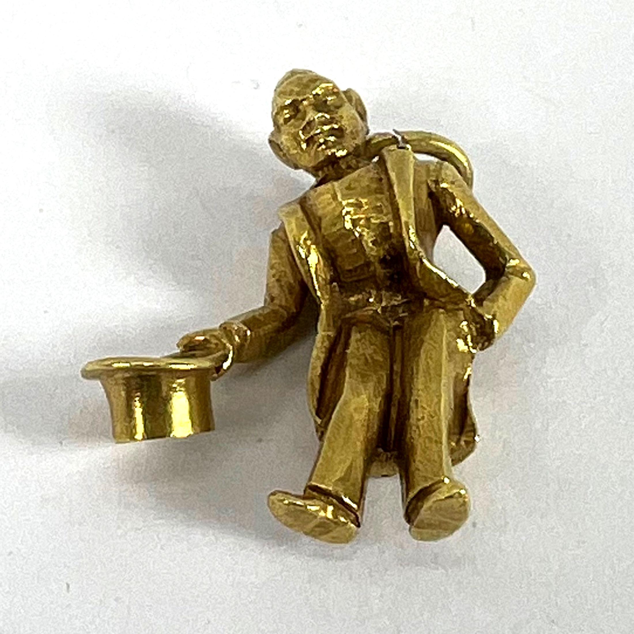 Vintage Italian Lucky Gobbo Hunchback Good Luck Pendentif Charm en or jaune 18K en vente 9