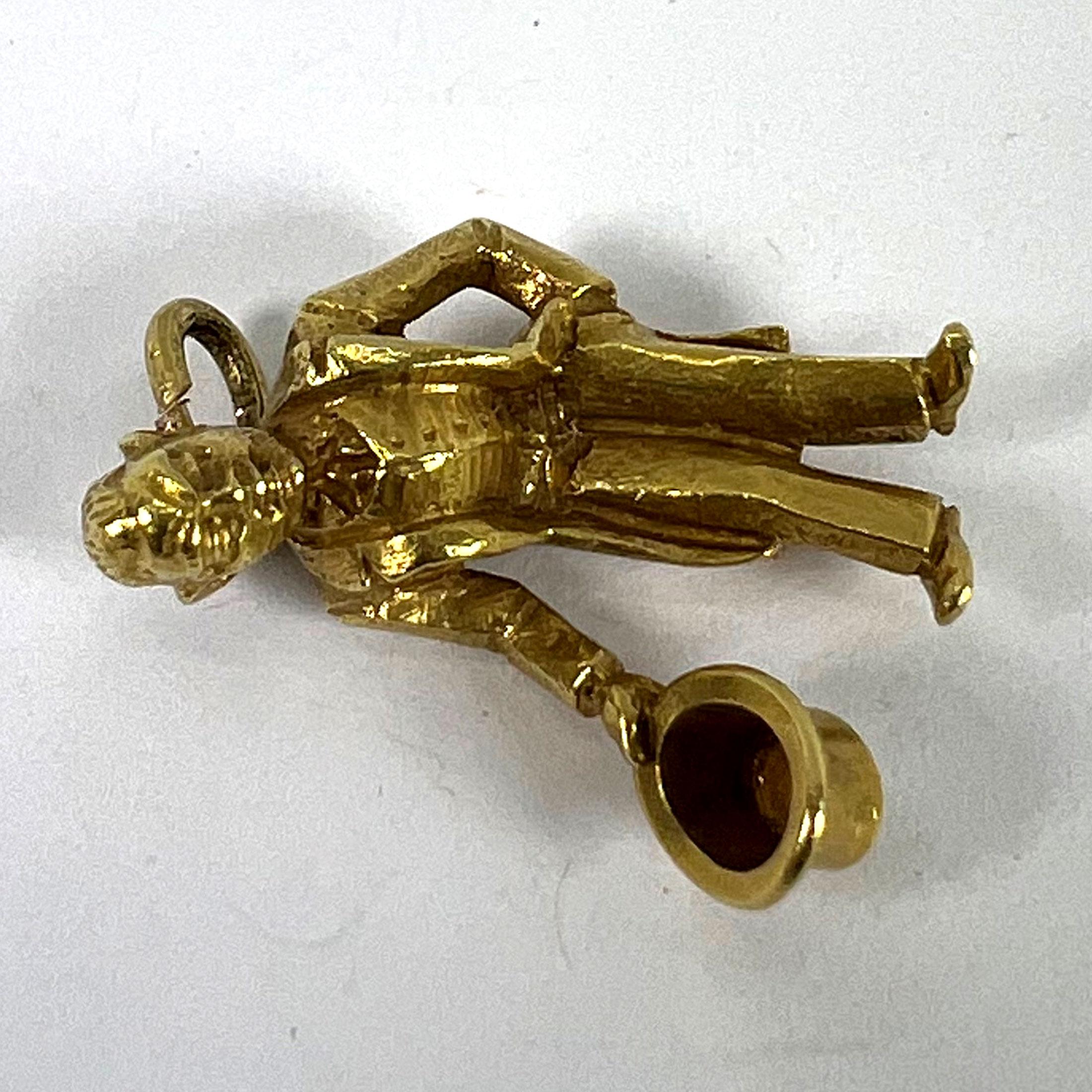 Vintage Italian Lucky Gobbo Hunchback Good Luck Pendentif Charm en or jaune 18K en vente 10