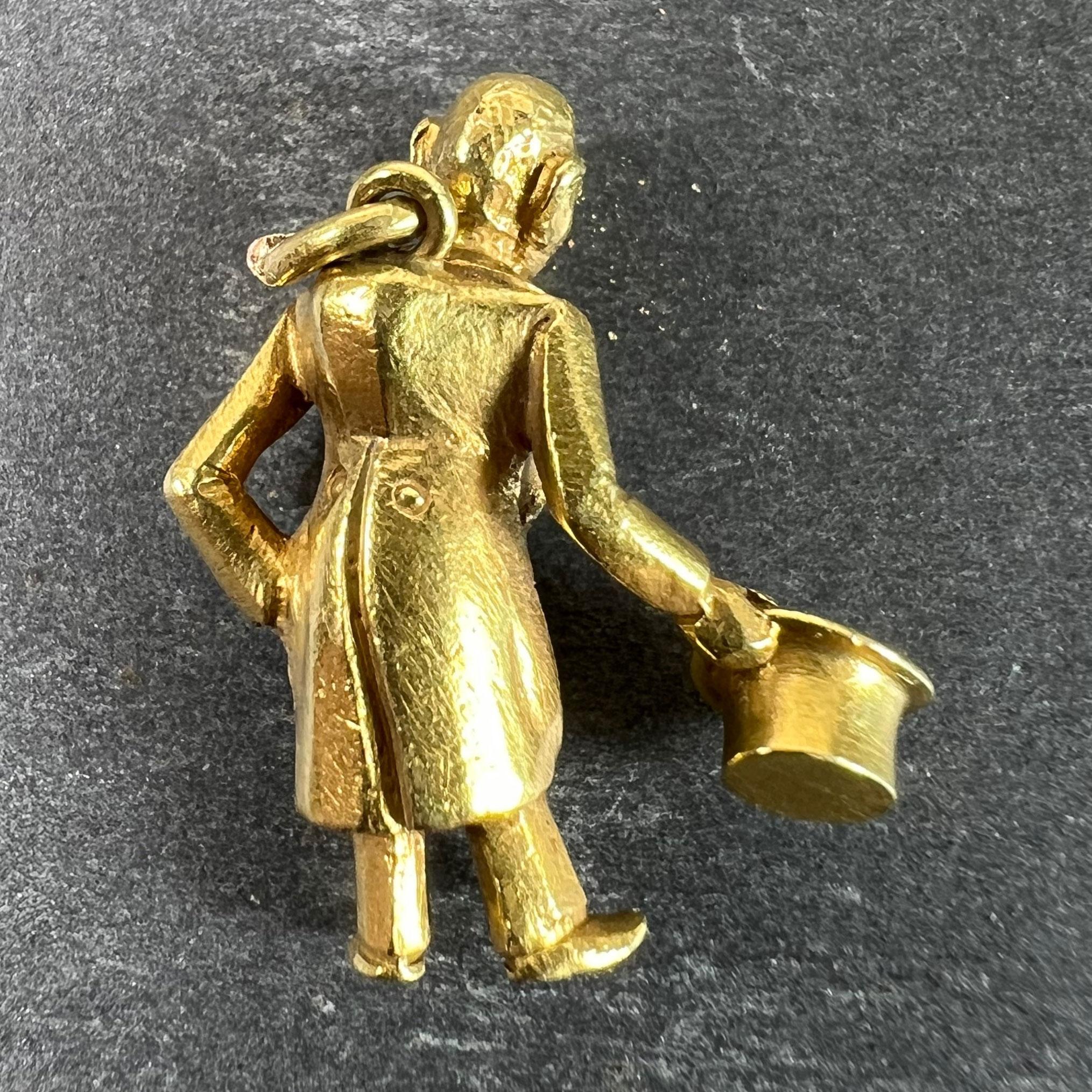 Vintage Italian Lucky Gobbo Hunchback Good Luck Pendentif Charm en or jaune 18K Bon état - En vente à London, GB