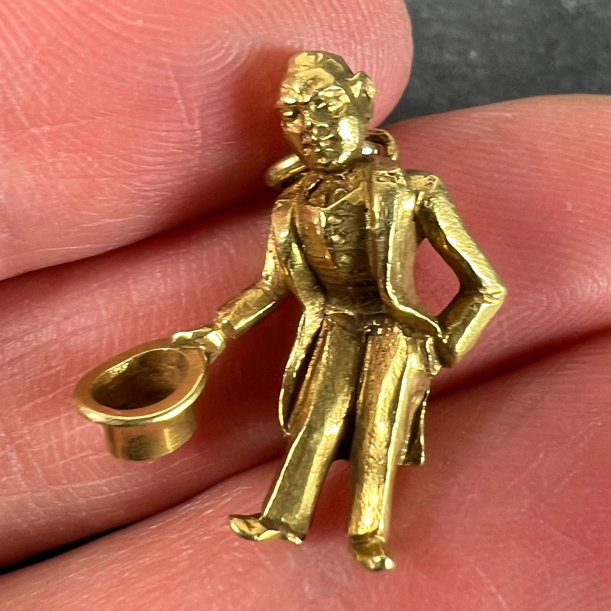 Vintage Italian Lucky Gobbo Hunchback Good Luck Pendentif Charm en or jaune 18K en vente 1