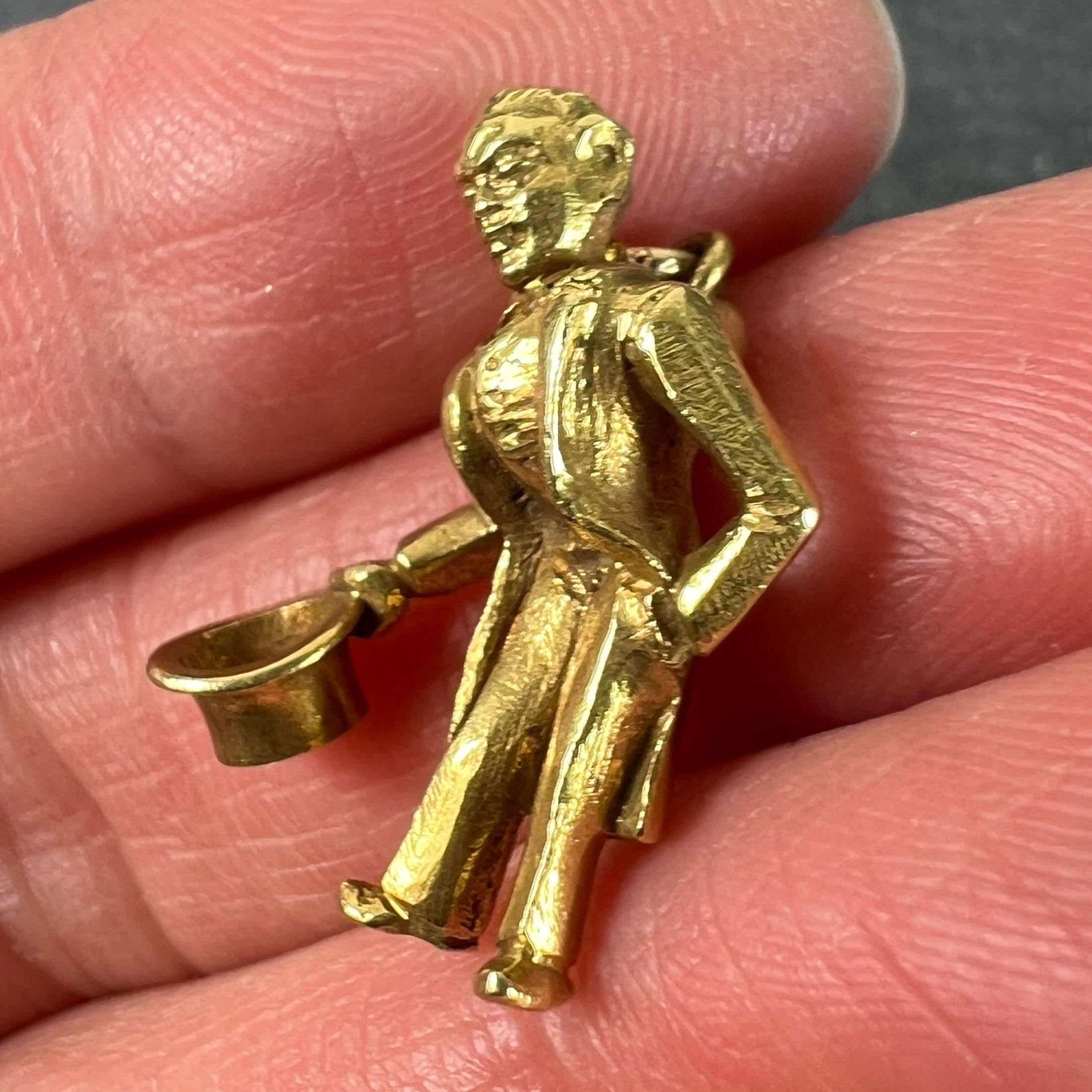 Vintage Italian Lucky Gobbo Hunchback Good Luck Pendentif Charm en or jaune 18K en vente 2